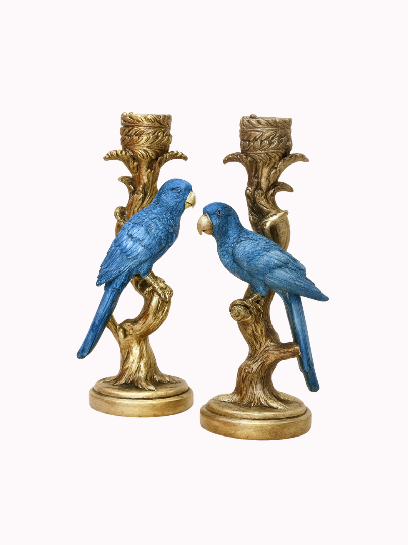 Kandelaar Vogel Blauw – Set van 2