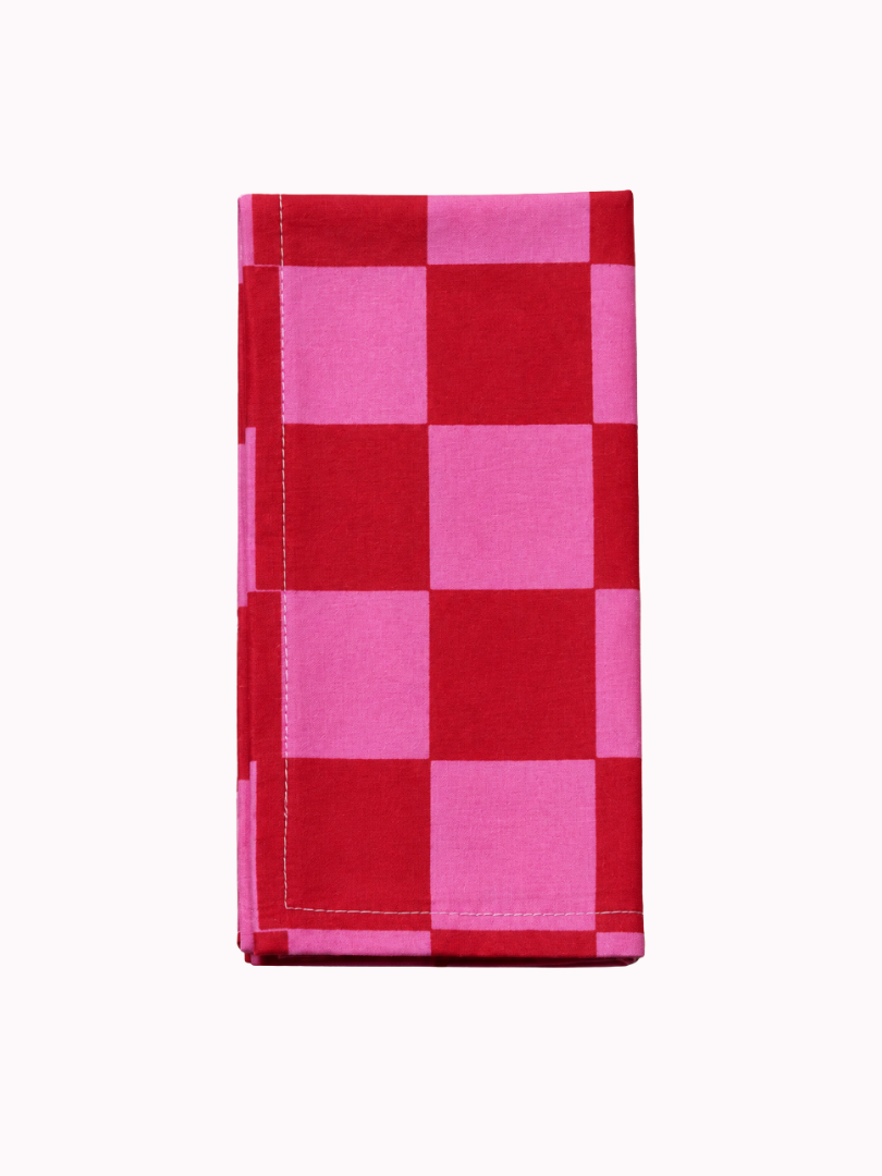Servet Schaakbord Roze/Rood