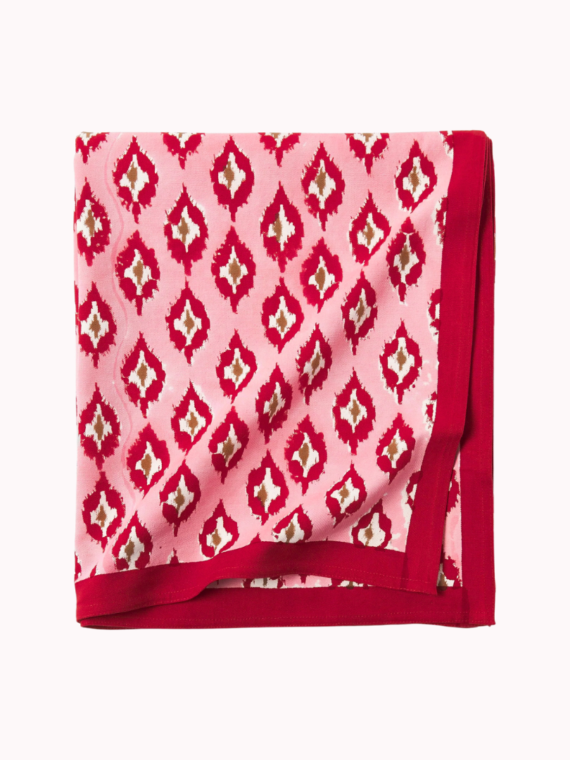 Tafelkleed Handgeprint Roze/Rood