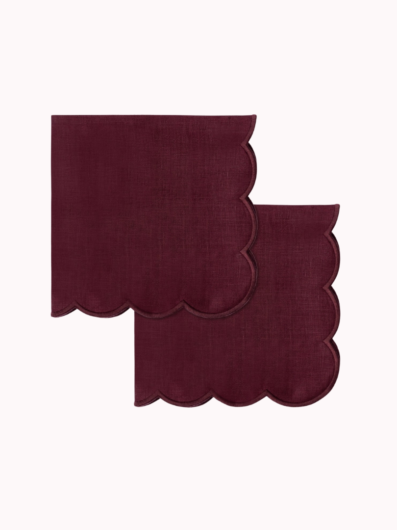 Servet Scallop Aubergine – Set van 2